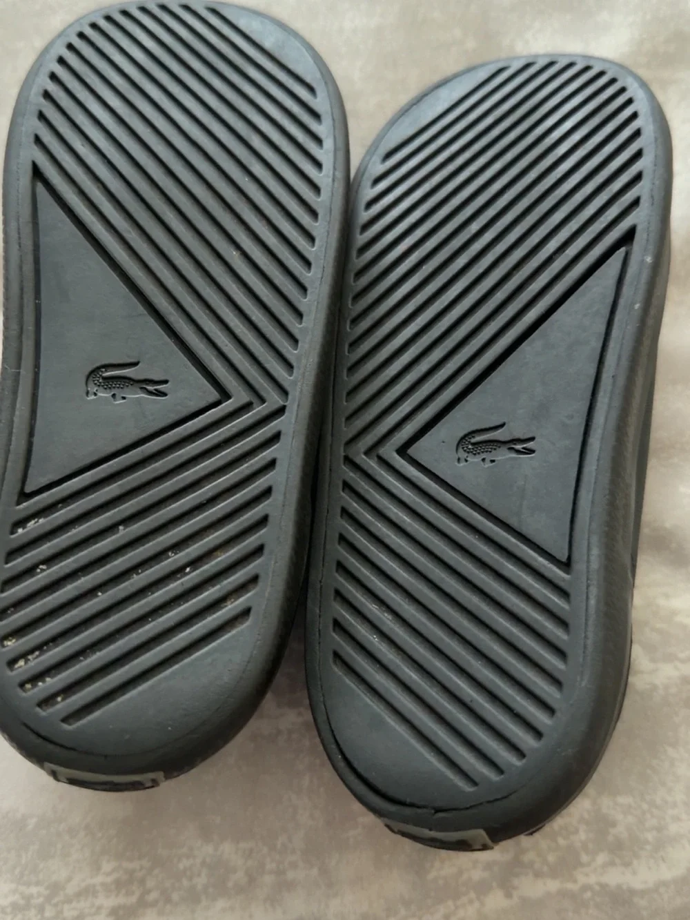 Kid’s Lacoste Black Slip-On Leather Sneakers with Green Croc Emblem